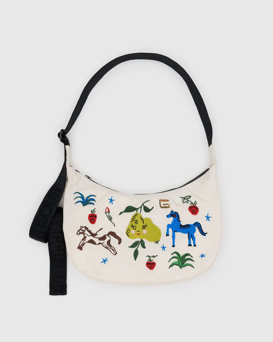 Baggu medium crescent bag, Embroidered Painted Prairie