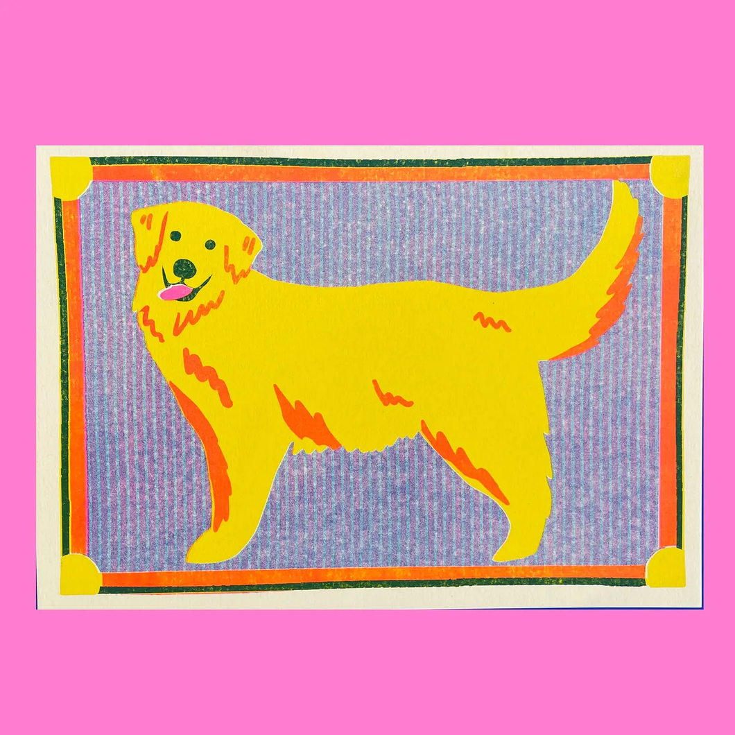 Golden retriever mini riso print, Naomi Wilkinson