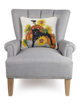 Load image into Gallery viewer, Cat &amp; Sunflowers Hook Pillow - Mary Lake Thompson
