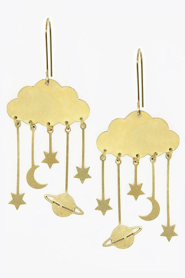 Brass earrings- Celestial shower