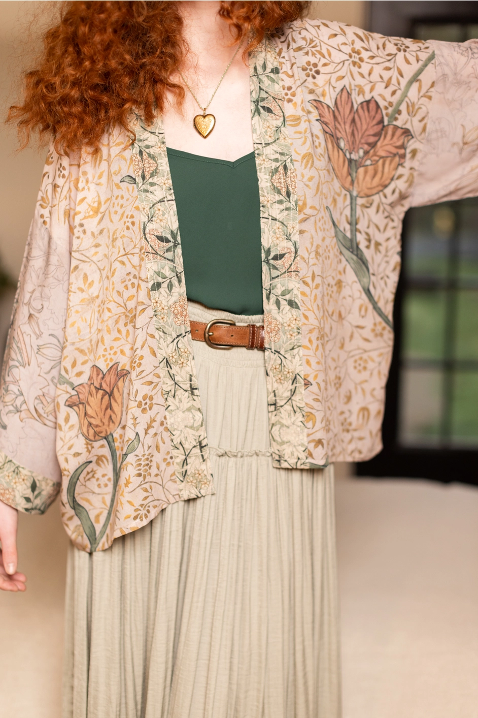 Folklore Pixie Duster Cropped Kimono w/ Bird of Peace