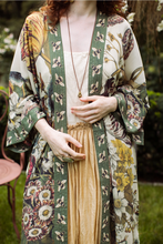 Load image into Gallery viewer, Love Grows Wild Opera Duster Kimono Robe w/ Bees
