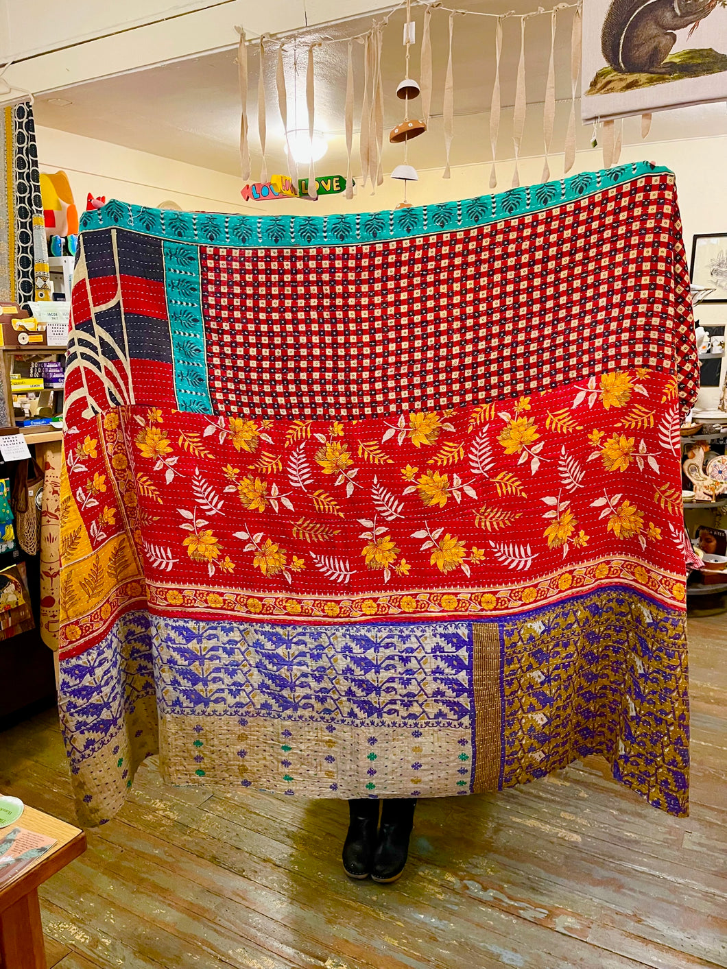 blanket, one of a kind kantha