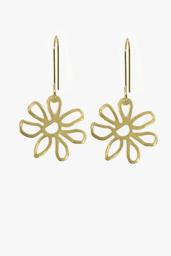Happy flowers, brass earrings