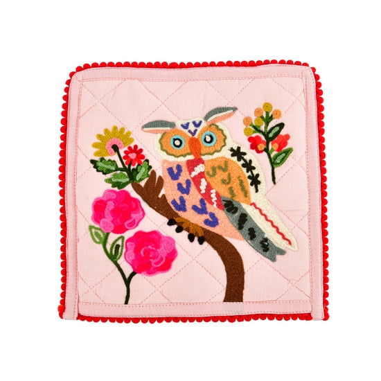 Owl embroidery pot holder