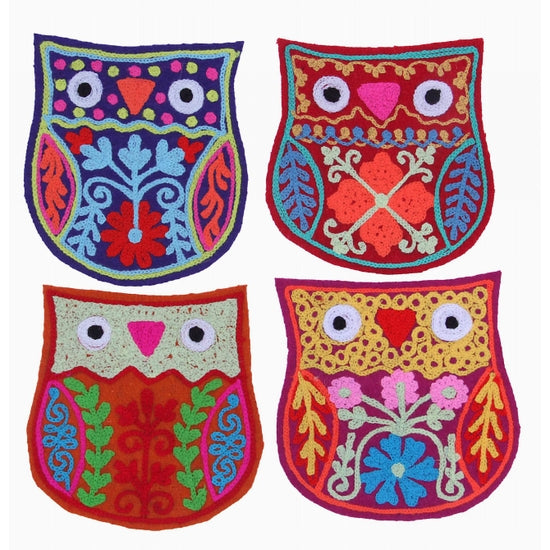 Felt owl coasters, set of 4